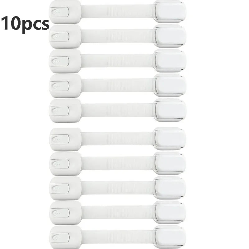 Zibblo Baby Safety Locks 10-Pack — Adhesive Cabinet & Drawer Locks, No Drill