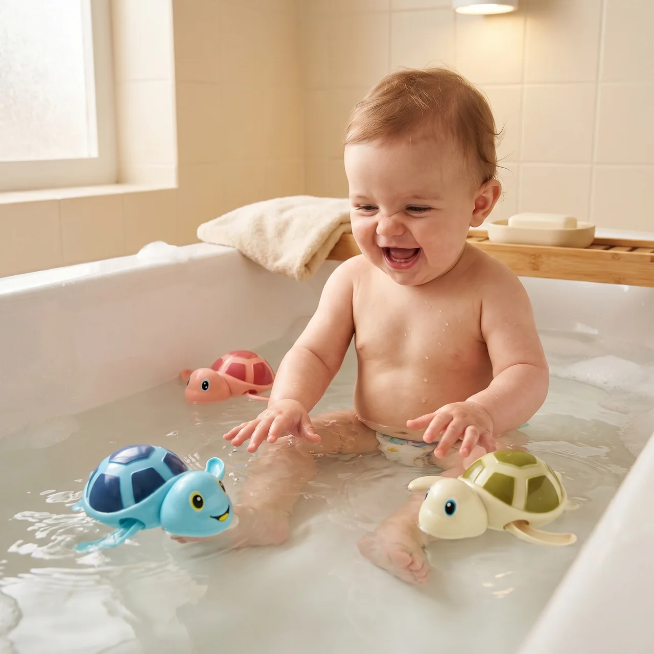 Zibblo Turtle Bath Toys 3-Pack — Floating Water Toys for Toddlers