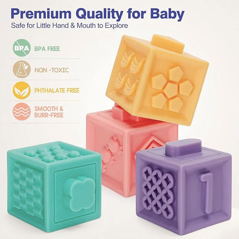 Zibblo Soft Building Blocks — Sensory Stacking Toy for Babies 6-12 Months