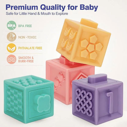 Zibblo Soft Building Blocks — Sensory Stacking Toy for Babies 6-12 Months