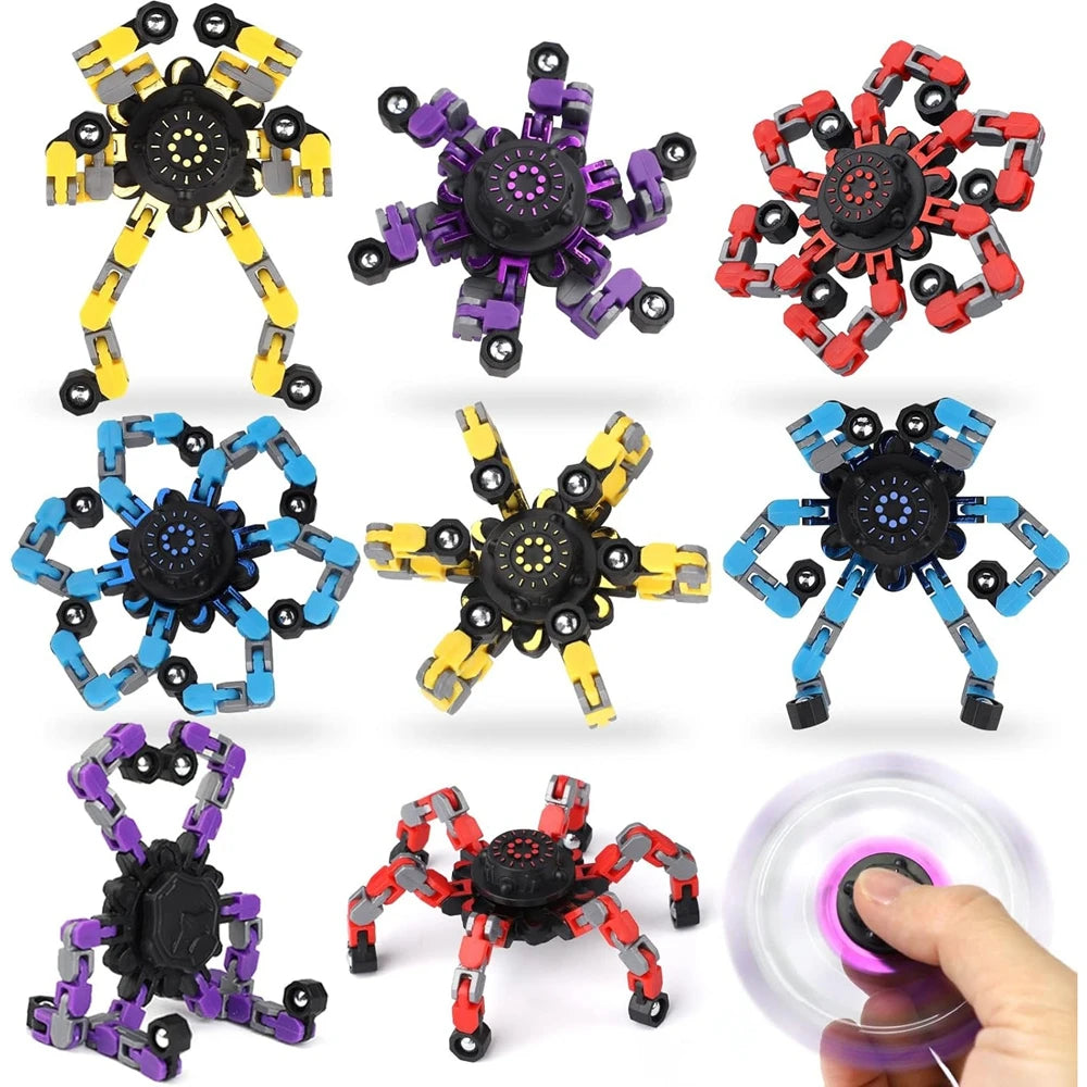 Zibblo Transformer Fidget Spinners 4-Pack — Sensory Stress Toy for Kids