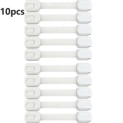 Zibblo Baby Safety Locks 10-Pack — Adhesive Cabinet & Drawer Locks, No Drill