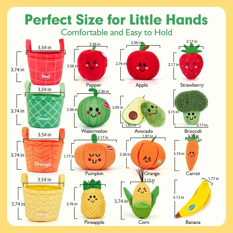 Zibblo Sensory Fruits & Veggies Sorting Set — Montessori Learning Toy for Toddlers