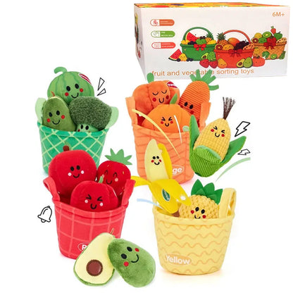 Zibblo Sensory Fruits & Veggies Sorting Set — Montessori Learning Toy for Toddlers