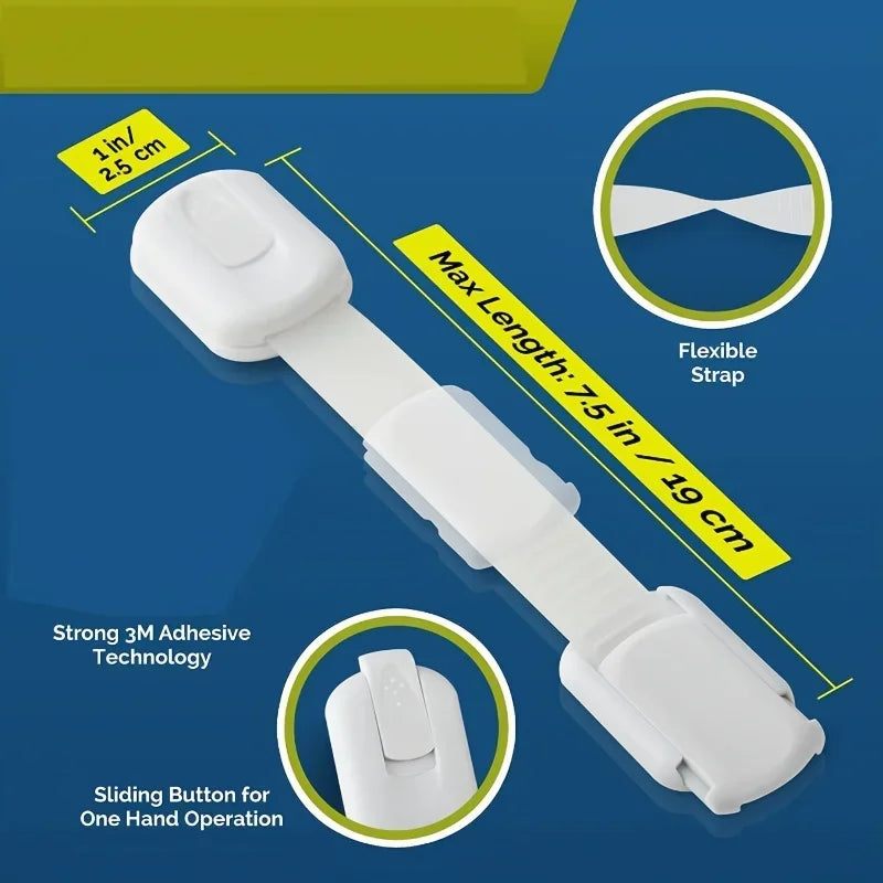 Zibblo Baby Safety Locks 10-Pack — Adhesive Cabinet & Drawer Locks, No Drill
