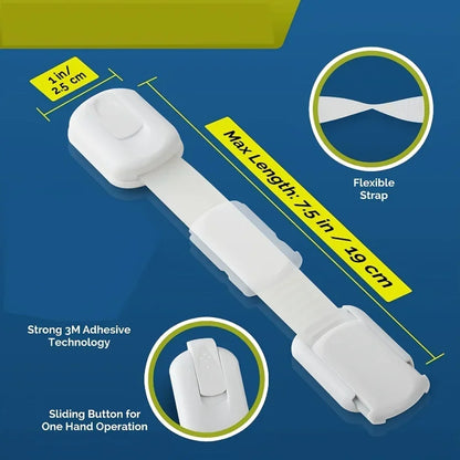 Zibblo Baby Safety Locks 10-Pack — Adhesive Cabinet & Drawer Locks, No Drill