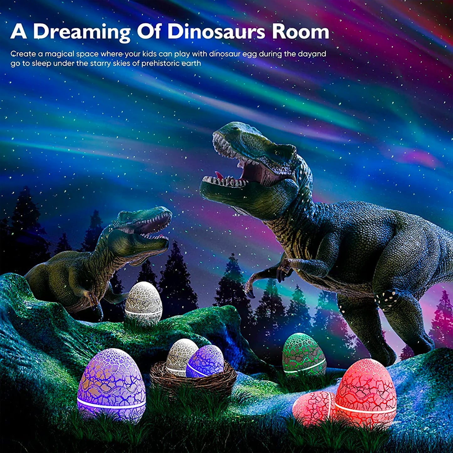Zibblo Dinosaur Egg Galaxy Projector — Kids Night Light & Star Projector
