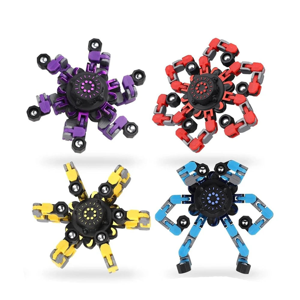 Zibblo Transformer Fidget Spinners 4-Pack — Sensory Stress Toy for Kids