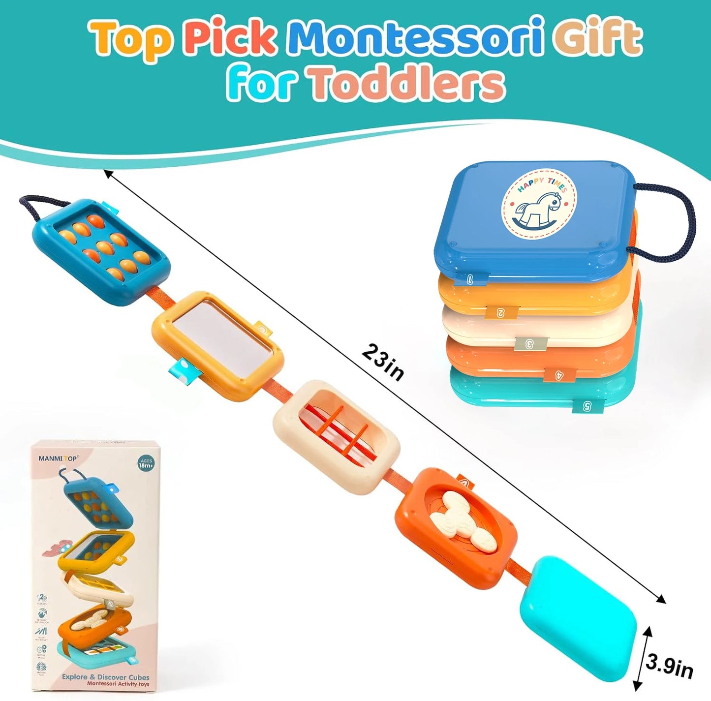Zibblo 7-in-1 Montessori Activity Cube — Sensory Busy Toy for Toddlers