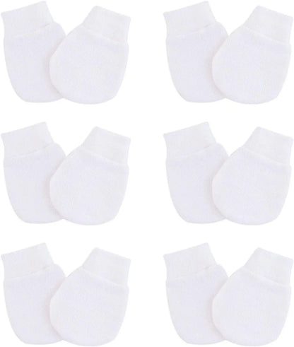 Zibblo No-Scratch Baby Mittens 6-Pack — Soft Cotton Mittens for Newborns