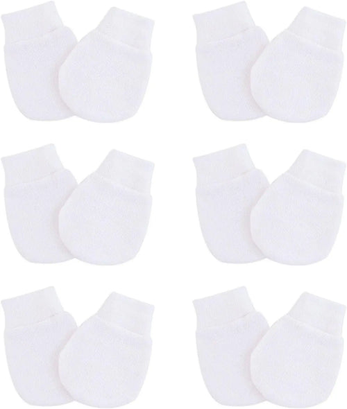 Zibblo No-Scratch Baby Mittens 6-Pack — Soft Cotton Mittens for Newborns