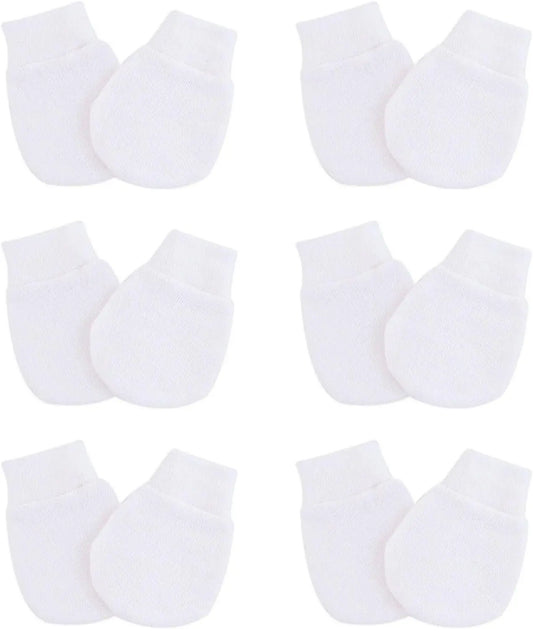 Zibblo No-Scratch Baby Mittens 6-Pack — Soft Cotton Mittens for Newborns