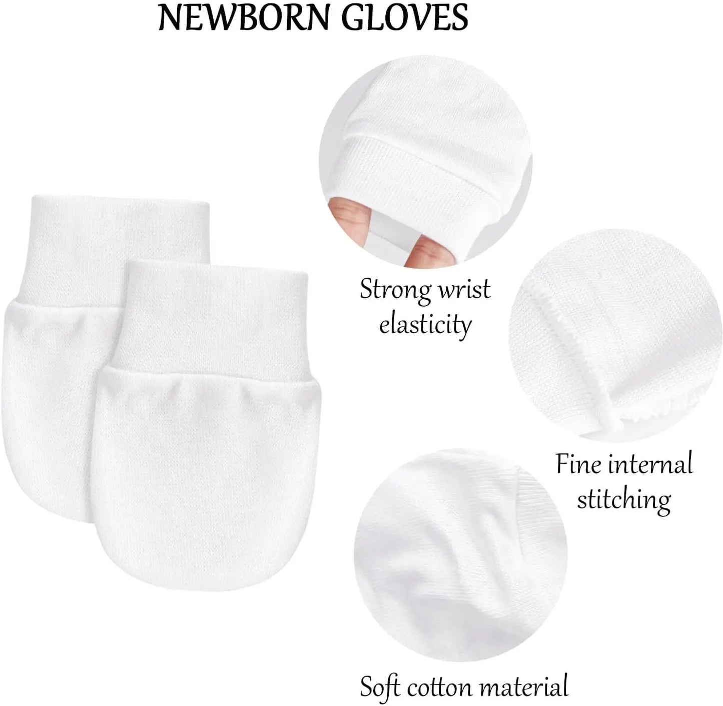 Zibblo No-Scratch Baby Mittens 6-Pack — Soft Cotton Mittens for Newborns