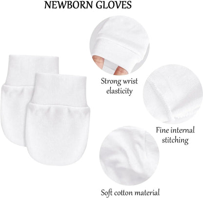 Zibblo No-Scratch Baby Mittens 6-Pack — Soft Cotton Mittens for Newborns