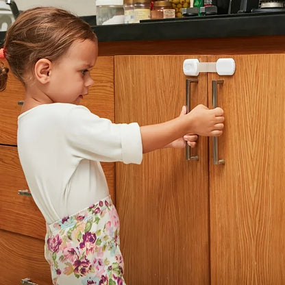 Zibblo Baby Safety Locks 10-Pack — Adhesive Cabinet & Drawer Locks, No Drill