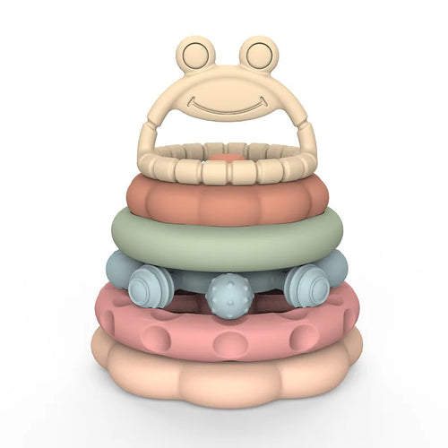 Zibblo Montessori Stacking & Teething Toy — Silicone Sensory Toy for Babies