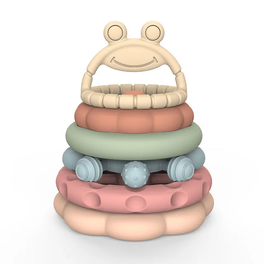 Zibblo Montessori Stacking & Teething Toy — Silicone Sensory Toy for Babies