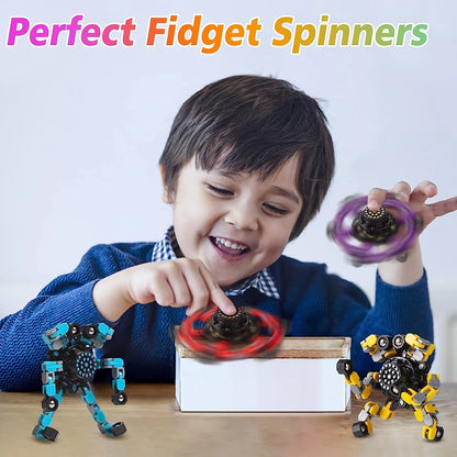 Zibblo Transformer Fidget Spinners 4-Pack — Sensory Stress Toy for Kids