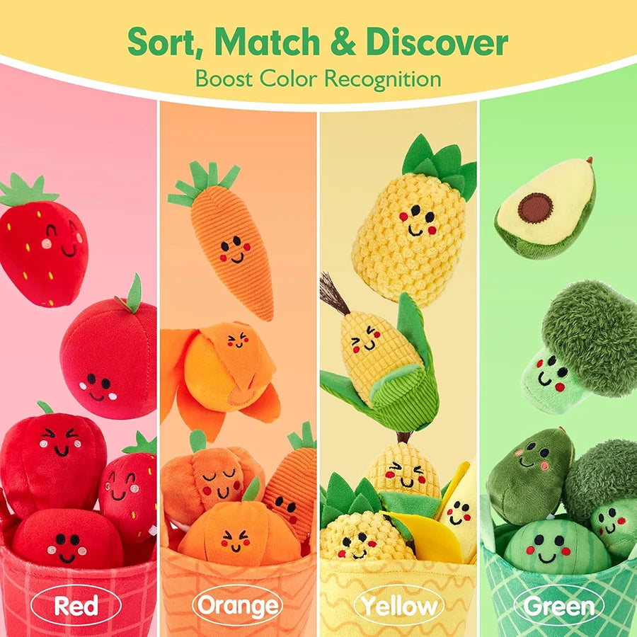 Zibblo Sensory Fruits & Veggies Sorting Set — Montessori Learning Toy for Toddlers