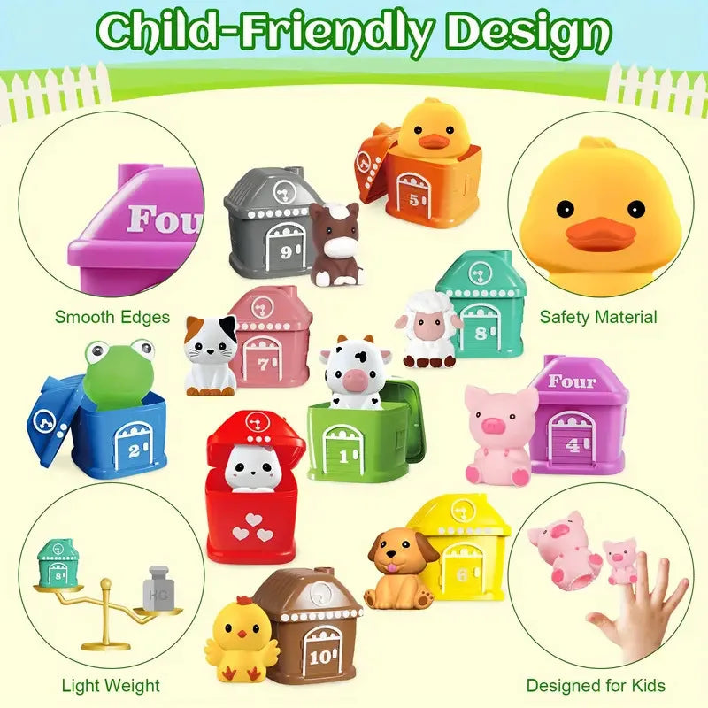 Zibblo Montessori Farm Animal Set 20-Piece — Educational Sorting Toy for Kids