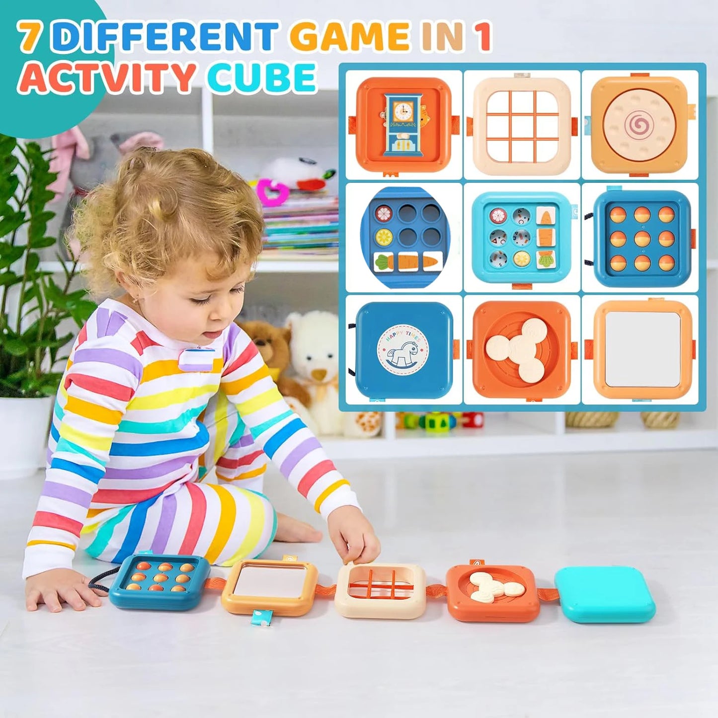 Zibblo 7-in-1 Montessori Activity Cube — Sensory Busy Toy for Toddlers