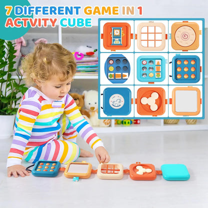 Zibblo 7-in-1 Montessori Activity Cube — Sensory Busy Toy for Toddlers