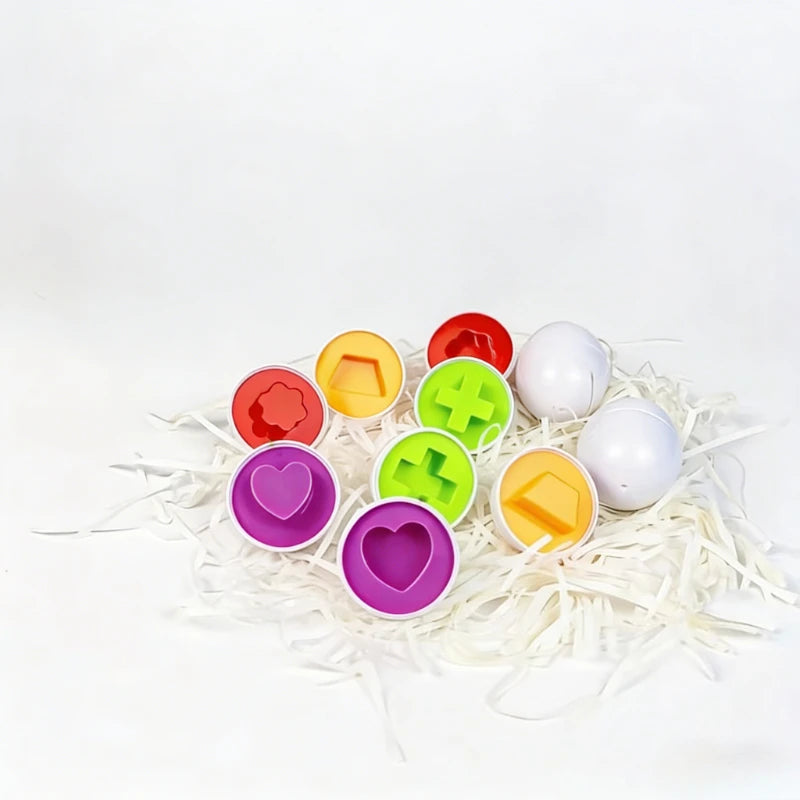 Zibblo Montessori Geometric Eggs — Shape Matching & Color Sorting Toy for Toddlers