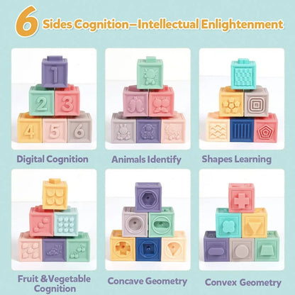 Zibblo Soft Building Blocks — Sensory Stacking Toy for Babies 6-12 Months