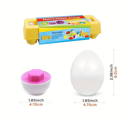 Zibblo Montessori Geometric Eggs — Shape Matching & Color Sorting Toy for Toddlers