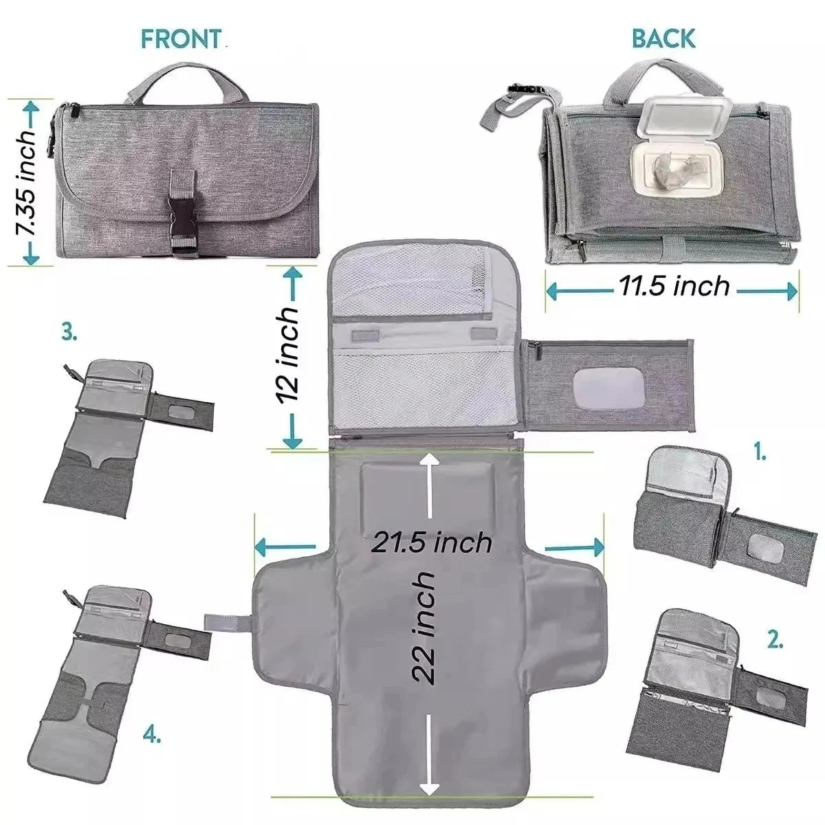 Zibblo Portable Diaper Changing Pad — Waterproof Foldable Travel Mat