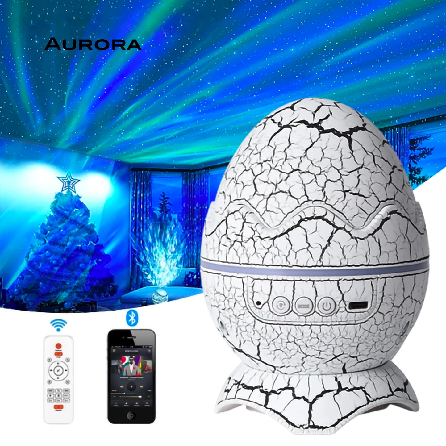 Zibblo Dinosaur Egg Galaxy Projector — Kids Night Light & Star Projector