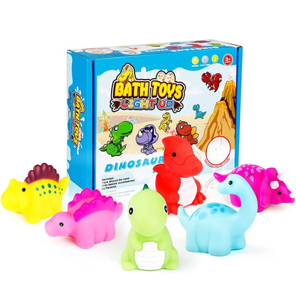 Zibblo Dinosaur Bath Toys 6-Pack — Water Squirt Toys for Toddlers