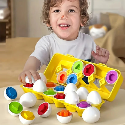 Zibblo Montessori Geometric Eggs — Shape Matching & Color Sorting Toy for Toddlers