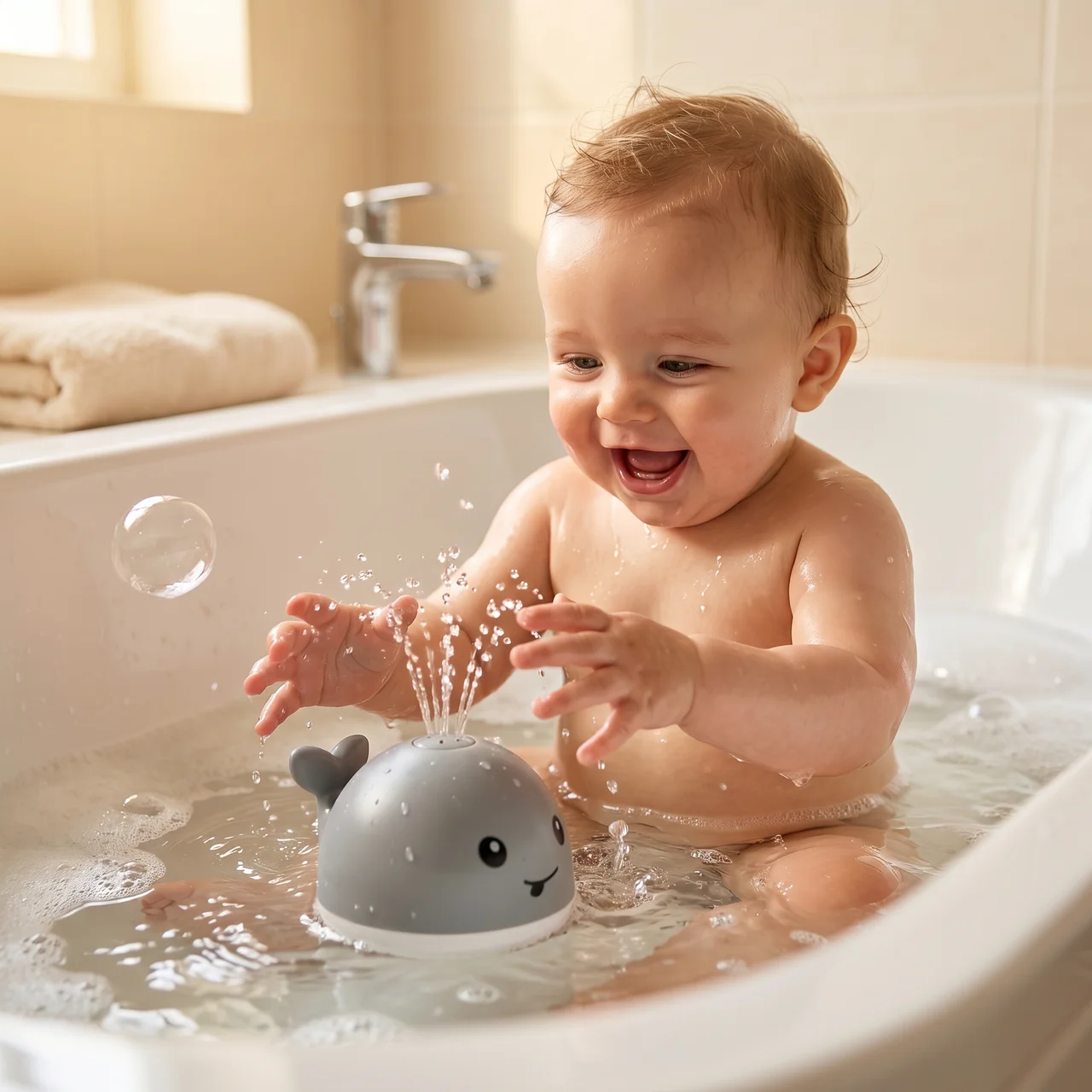 Zibblo Whale Bath Toy — Water Spray Bath Toy for Babies & Toddlers
