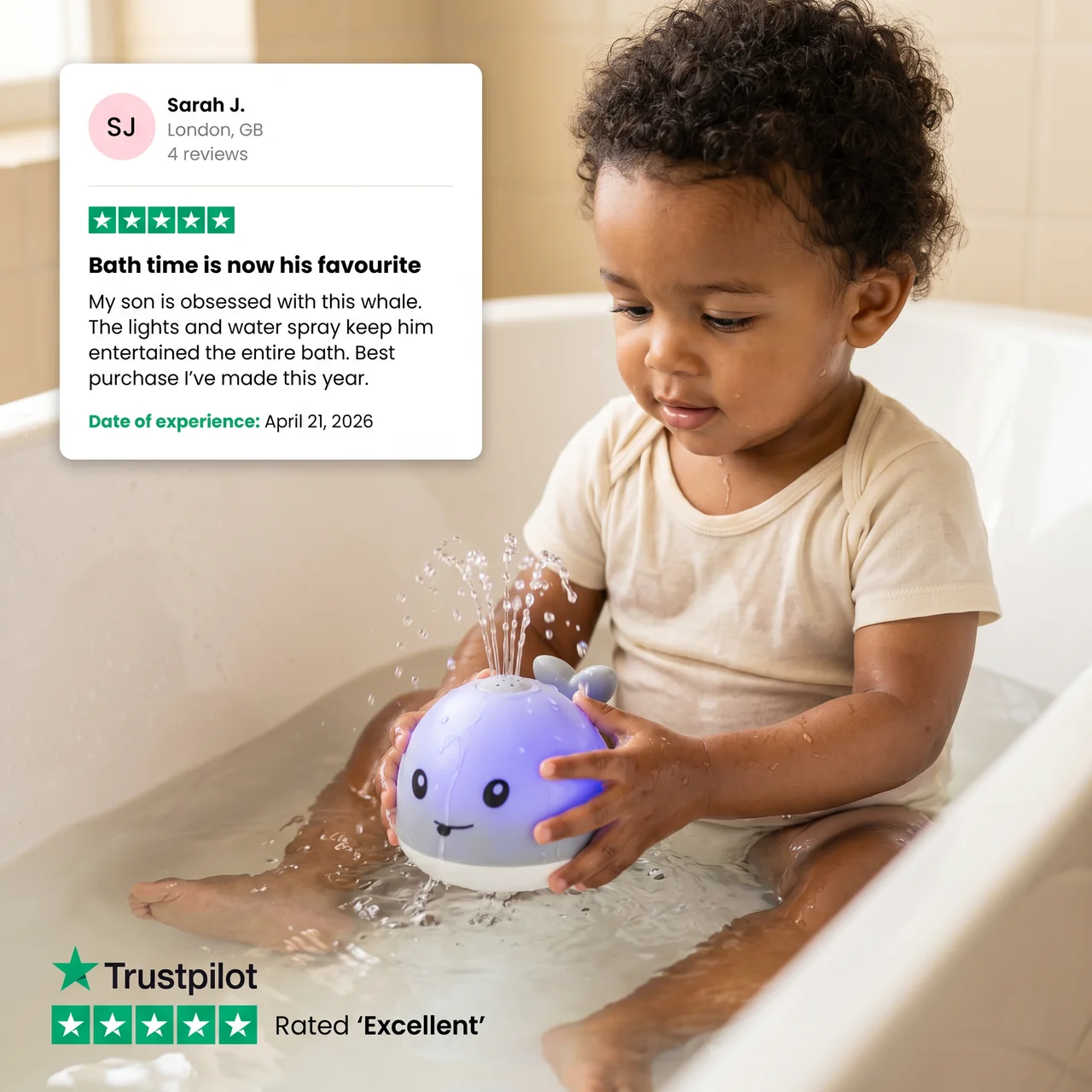 Zibblo Whale Bath Toy — Water Spray Bath Toy for Babies & Toddlers