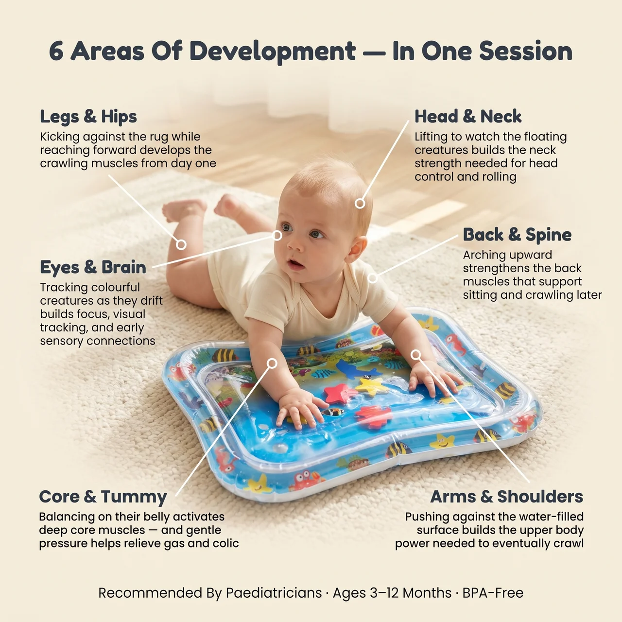 Zibblo Tummy Time Mat — Inflatable Water Play Mat for Babies