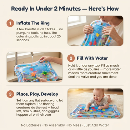 Zibblo Tummy Time Mat — Inflatable Water Play Mat for Babies
