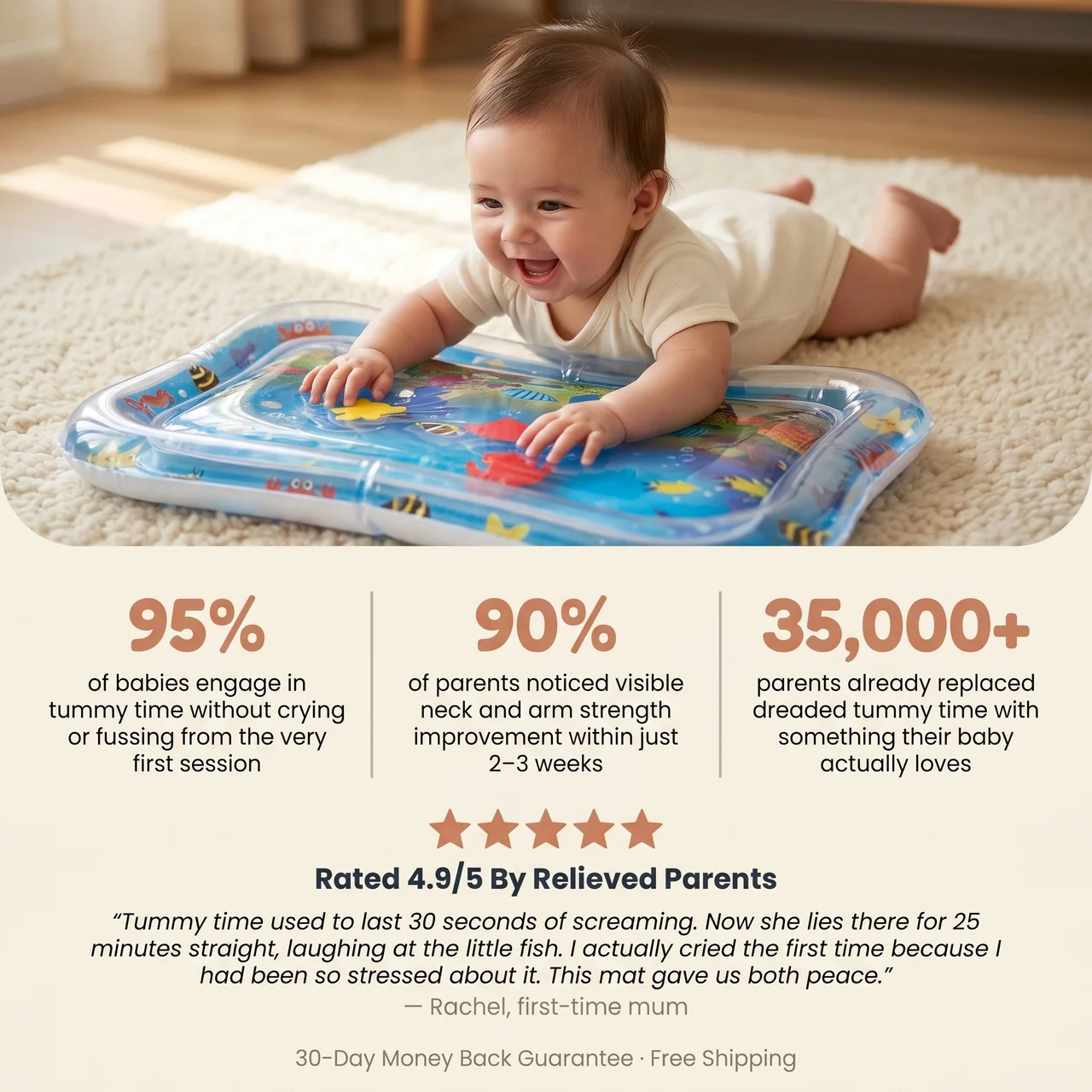 Zibblo Tummy Time Mat — Inflatable Water Play Mat for Babies