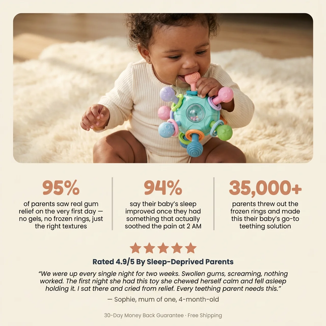 Zibblo Sensory Teething Toy — Soft Silicone Teether for Babies