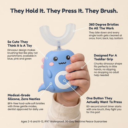 Zibblo U-Shaped Kids Toothbrush — 360° Automatic Brush for Toddlers & Kids
