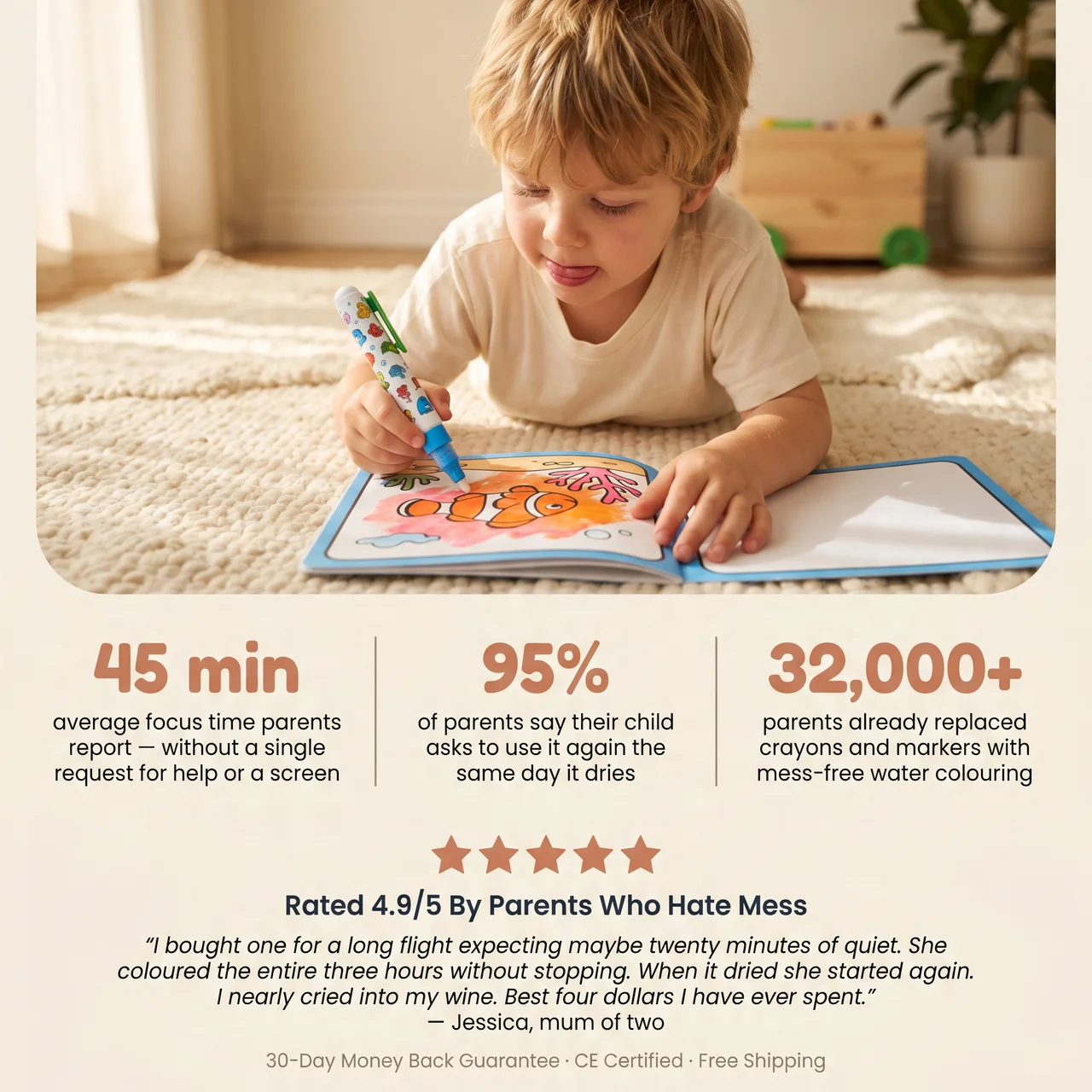 Zibblo Magic Water Coloring Book — Reusable Mess-Free Painting Toy for Kids
