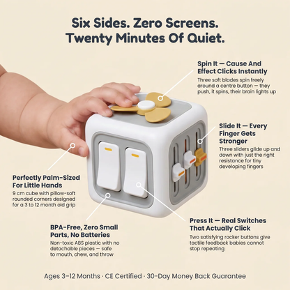 Zibblo Montessori Busy Cube — Sensory Activity & Fine Motor Toy for Toddlers