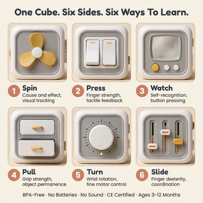 Zibblo Montessori Busy Cube — Sensory Activity & Fine Motor Toy for Toddlers