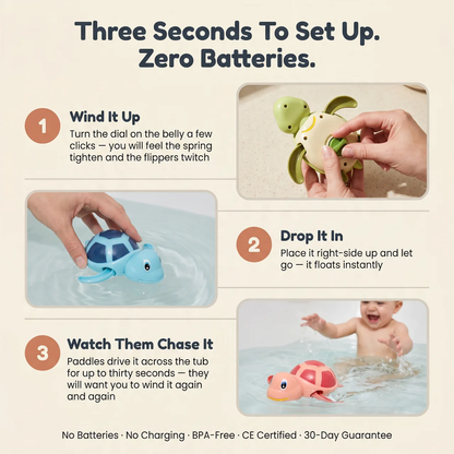 Zibblo Turtle Bath Toys 3-Pack — Floating Water Toys for Toddlers