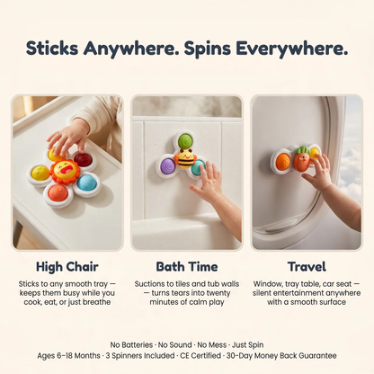 Zibblo Suction Cup Fidget Spinner — Sensory Spinning Toy for Toddlers & Kids