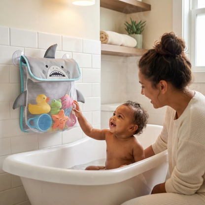 Zibblo Mesh Bath Toy Organizer — Quick-Dry Bathtub Storage Bag with Hooks