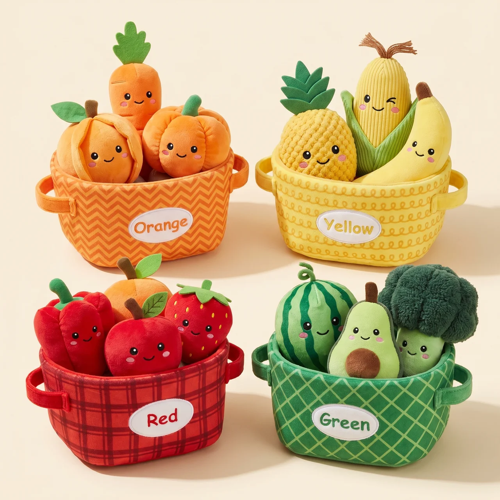 Zibblo Sensory Fruits & Veggies Sorting Set — Montessori Learning Toy for Toddlers