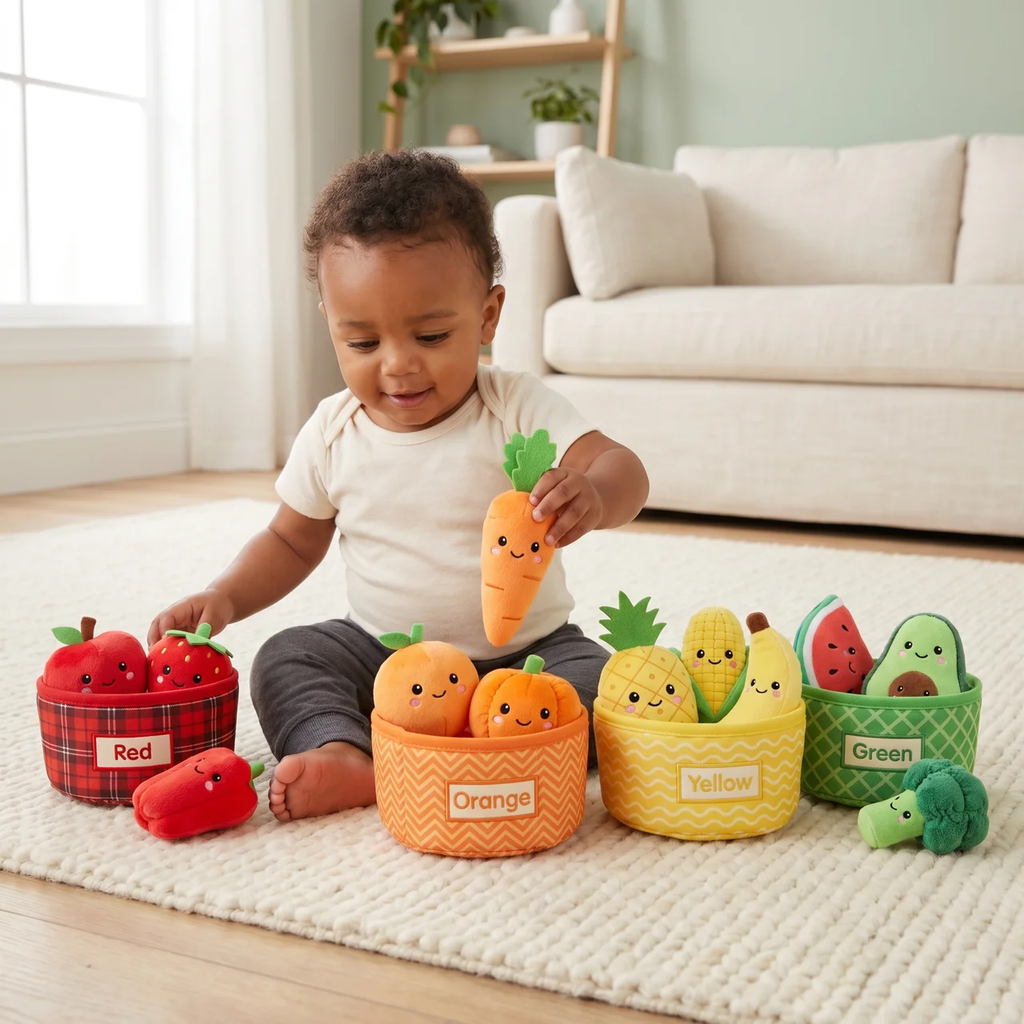 Zibblo Sensory Fruits & Veggies Sorting Set — Montessori Learning Toy for Toddlers