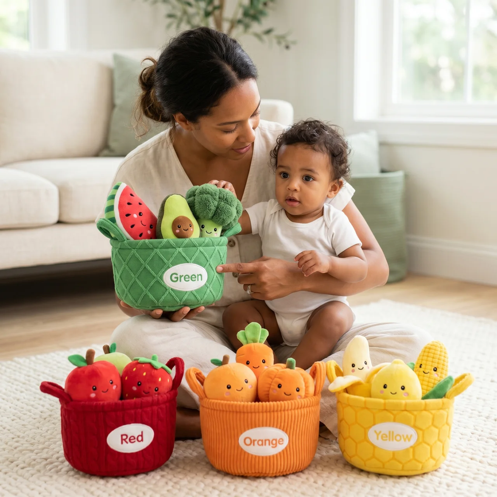 Zibblo Sensory Fruits & Veggies Sorting Set — Montessori Learning Toy for Toddlers