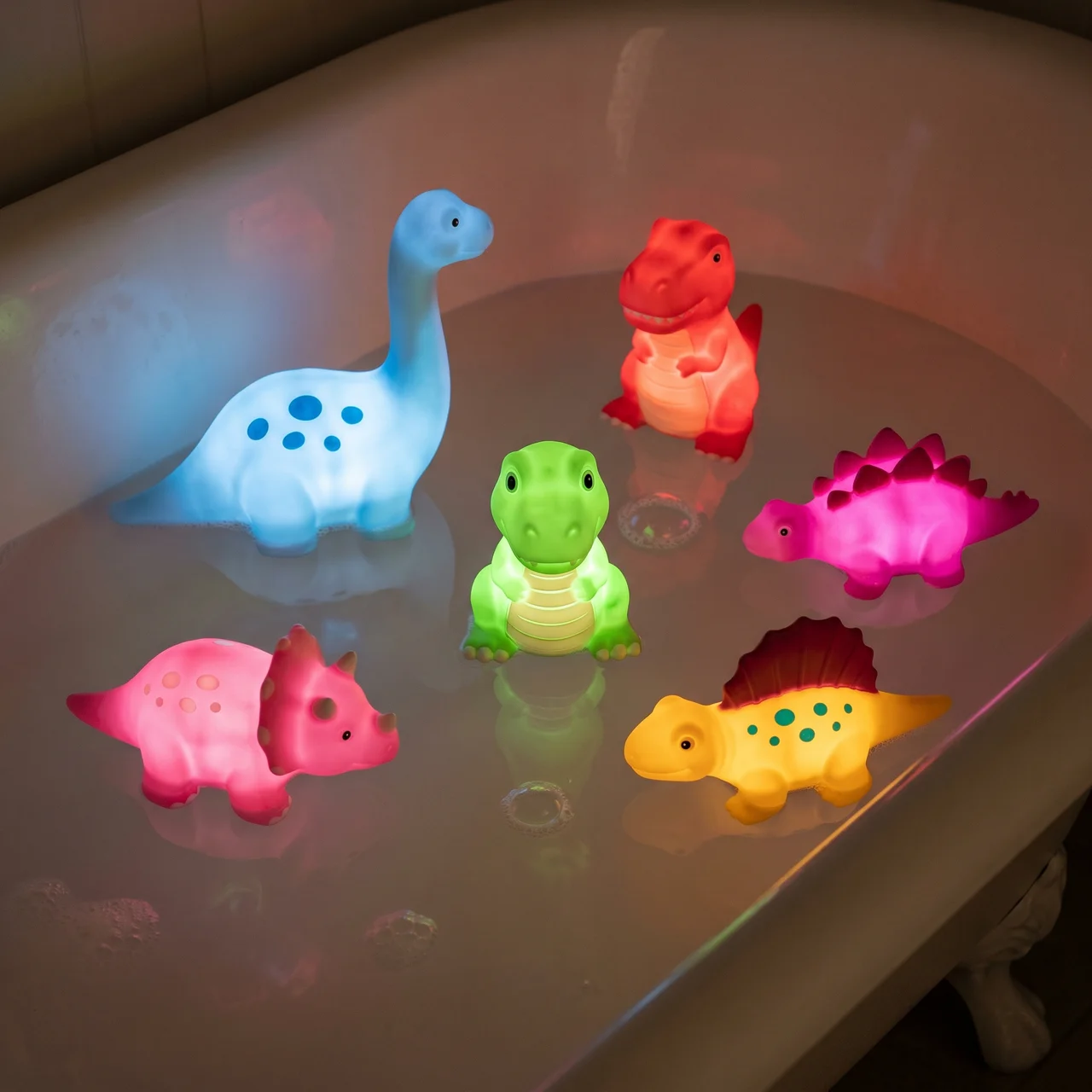 Zibblo Dinosaur Bath Toys 6-Pack — Water Squirt Toys for Toddlers